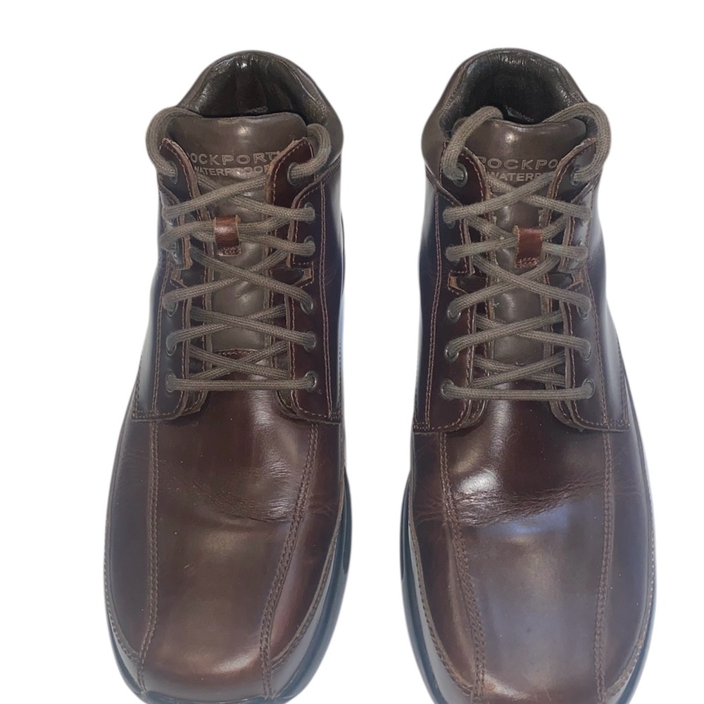 Rockport Men's Dark Brown Leather Oxfords Size 10 Pre Owned